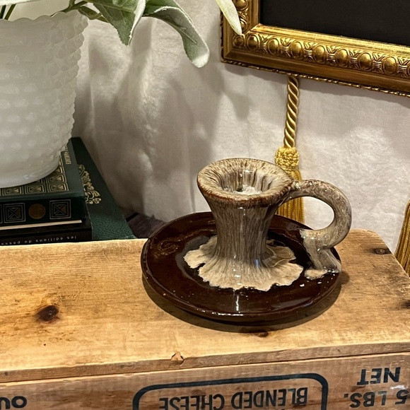 🤎EVANGELINE – Vintage Ceramic Candle Holder Brown & Cream – Canada 186 - Picture 2 of 9